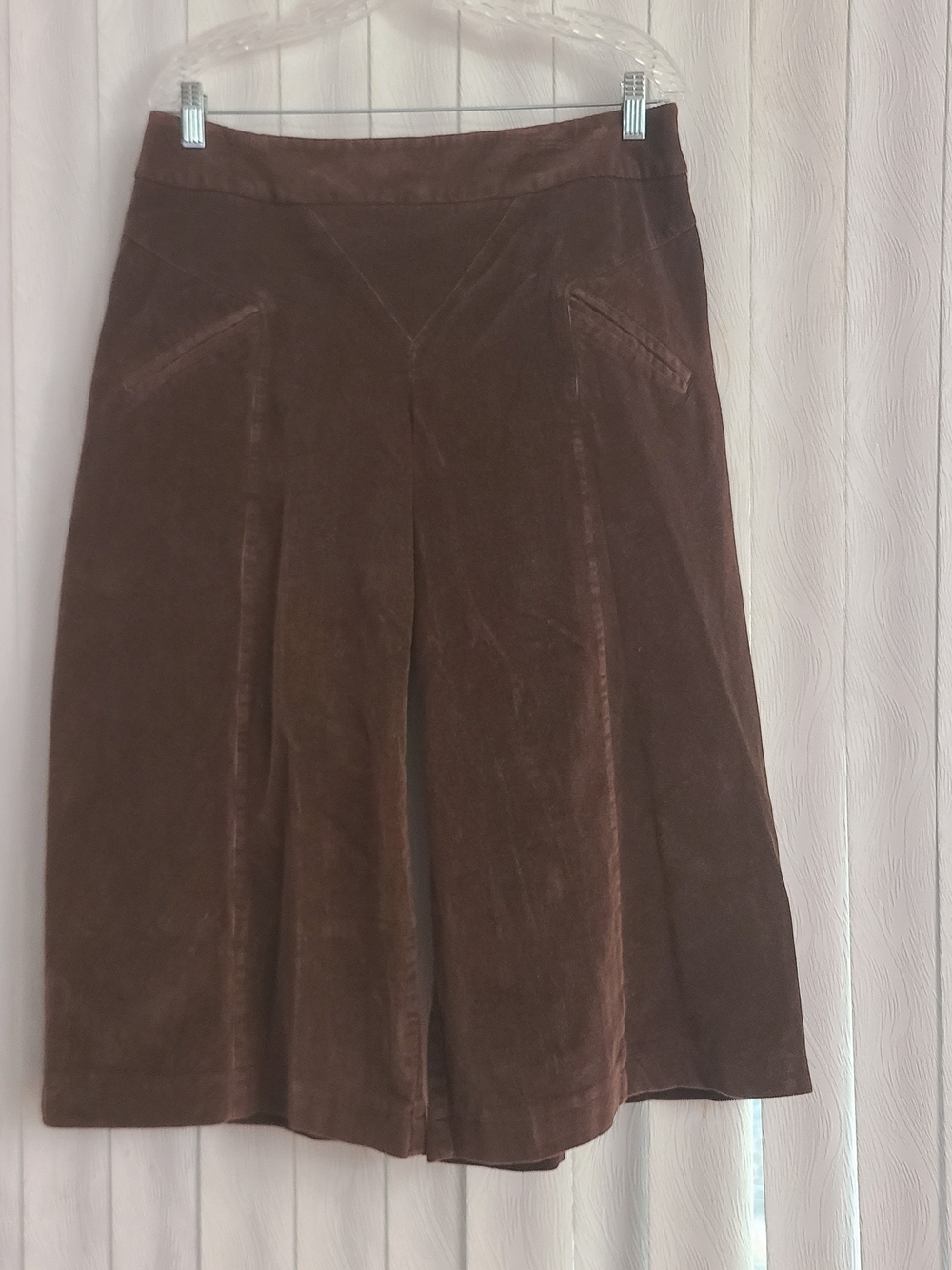 Harve Bernard 14 Brown Corduroy Retro Culotte Capri Short Wide Leg A-Line Pant